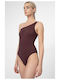 One-Piece Swimsuit with One Shoulder Brown