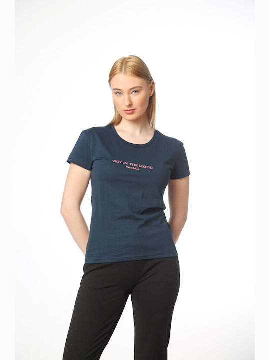 Paco & Co Γυναικείο T-shirt Navy Μπλε με Στάμπα