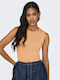 Damen Sommer Bluse Ärmellos Orange