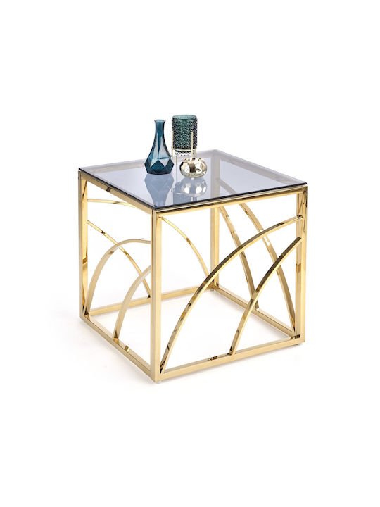 Universe Square Glass Side Table Smoked / Gold L55xW55xH55cm