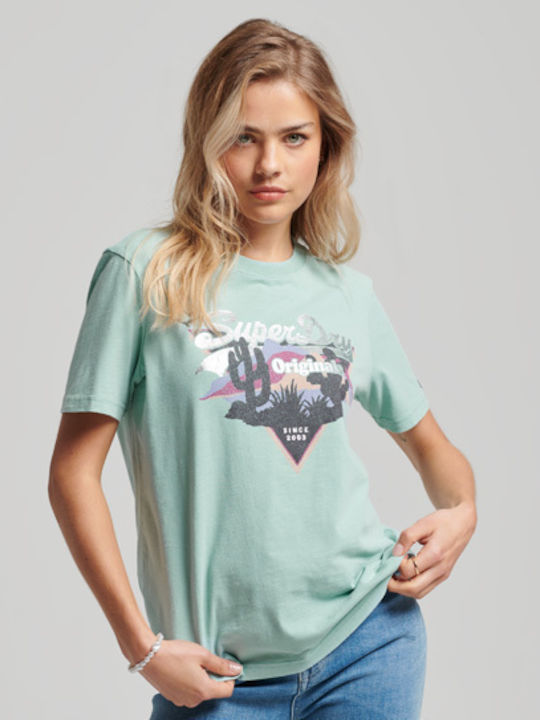 Superdry Γυναικείο T-shirt Πράσινο