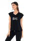 Biston Γυναικείο T-shirt Μαύρο με Στάμπα
