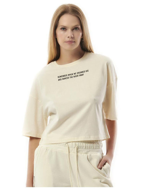 Body Action Bluze Damă Oversized Crop Tricou Alb
