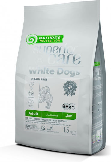 Nature's Protection Superior Care White Dogs 1.5kg Dry Food Grain-Free & Gluten-Free for Adult Small Breed Dogs with Potatoes, Poultry, Salmon and Fish