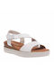 Ragazza Women's Leather Ankle Strap Platforms White/Brown