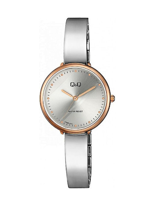 Q&Q Uhr mit Silber Metallarmband