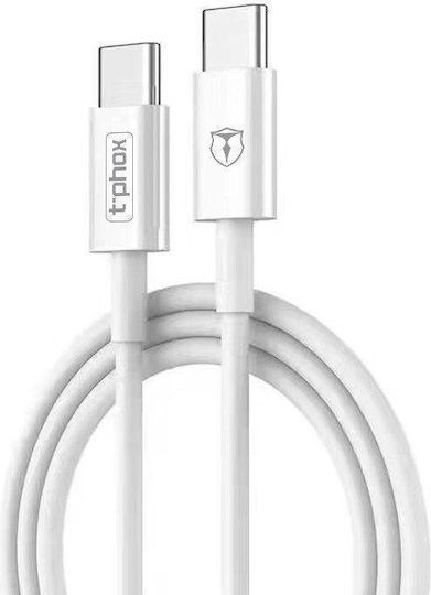 T-Phox Glary Lite Series USB 2.0 Cable USB-C male - USB-C Λευκό 1m