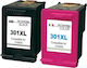 Premium Πακέτο Συμβατών Μελανιών Εκτυπωτή InkJet HP 301XL CH563E CH564E 20ml Πολλαπλό (Color) / Μαύρο 2τμχ