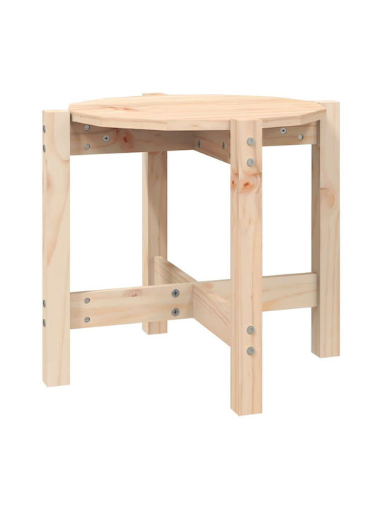 Round Solid Wood Side Table Natural L52.5xW52.5...