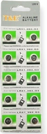T&E Batterien Alkalisch für Uhren LR41 1.55V 10Stück