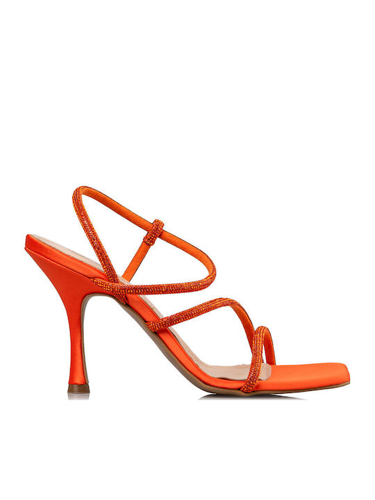 Envie Shoes Stoff Sandalen mit Strass Orange