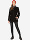 Women's Black Coat with Zipper