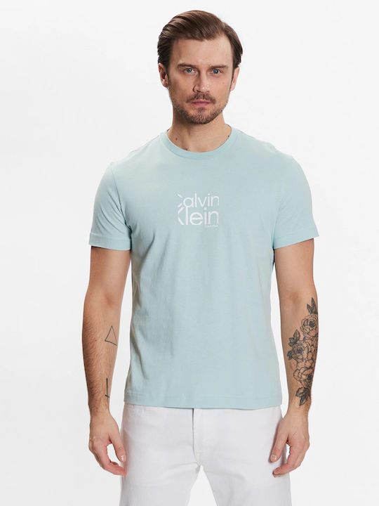 Calvin Klein Ανδρικό T-shirt Τιρκουάζ Μονόχρωμο