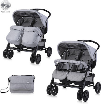 Lorelli Twin Verstellbar Doppelter Kinderwagen Geeignet für Neugeborene Cool Grey 14.70kg