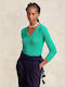 Ralph Lauren Women's Long Sleeve Sweater Cotton with V Neckline Green