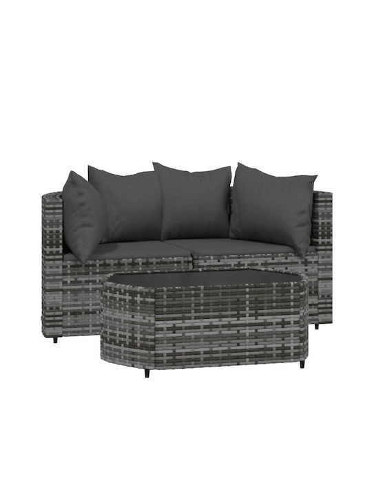 Set Lounge for Small Outdoor Spaces Gray with Pillows 3pcs