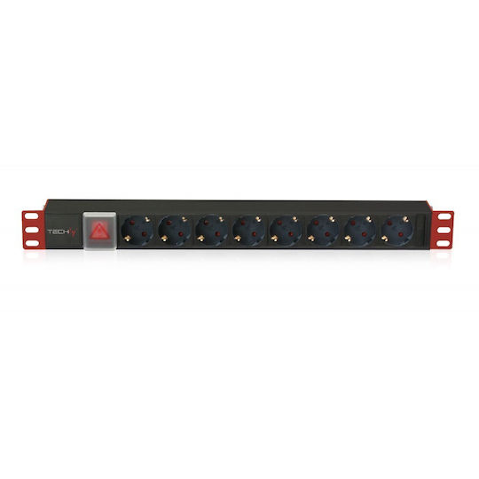Techly I-CASE Πολύπριζο Rack 8xAC 1U STRIP-81UD 1τμχ