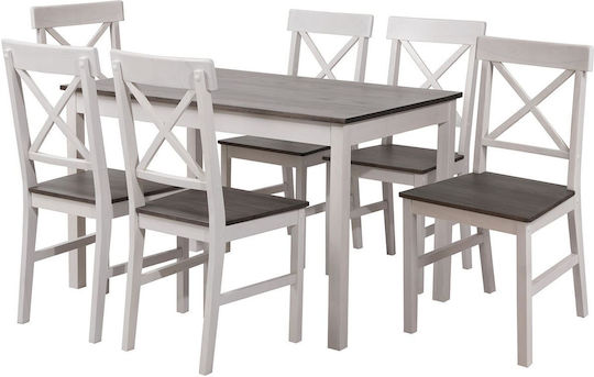 Esszimmer Daily 6Stück White / Dark Oak 150x90cm
