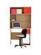 8-14-28 Kids Desk made of Melamine Oak / Red 100x55x180cm