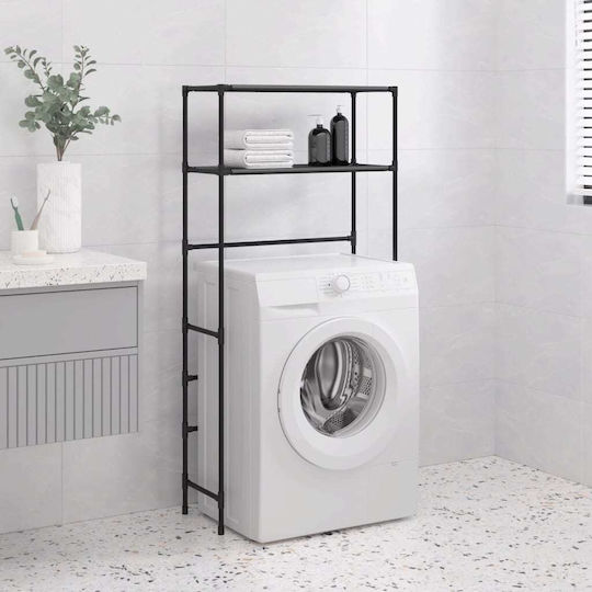 vidaXL Boden Badezimmerregal Metallisch 69x28x143cm Schwarz