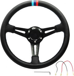 Aluminium Three Spoke Car Steering Wheel with 35cm Diameter Black/Black