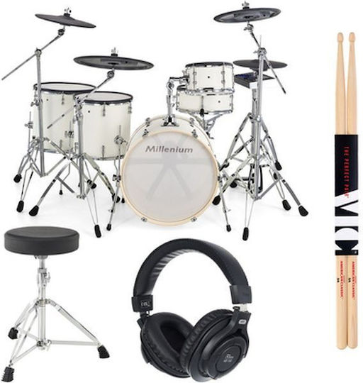 Millenium E-Drum Polished White Drum Set
