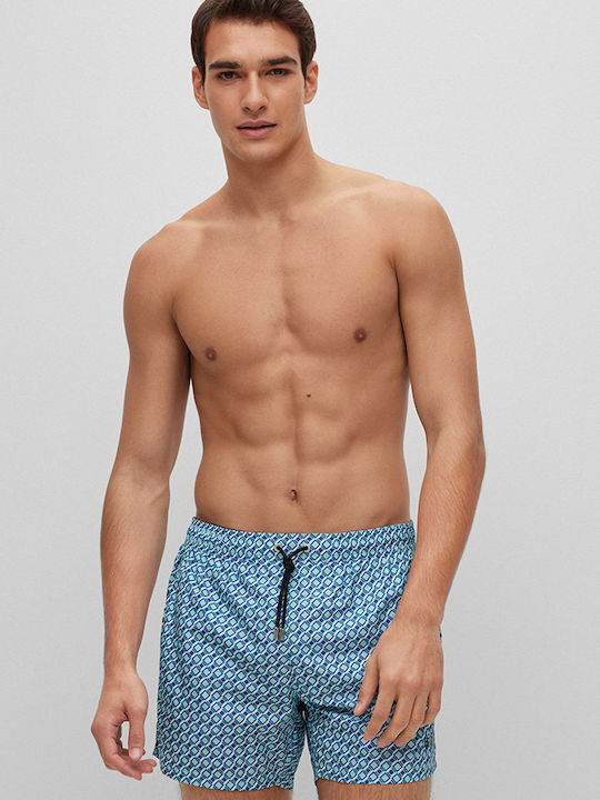 Como Men's Swimwear Shorts Blue with Patterns