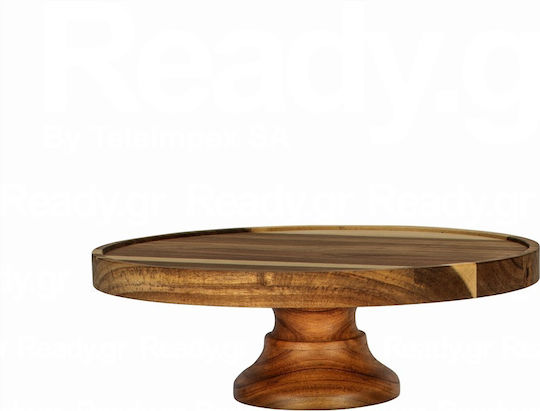Wooden Cake Stand 30cm with Stand 8cm Wenge with Eco-friendly Oil without Lid GARIBALDI UWS01-288-WG