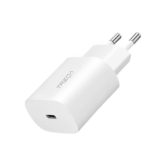 Treqa Ladegerät ohne Kabel mit USB-C Anschluss 18W Stromlieferung Weißs (CH-9020)