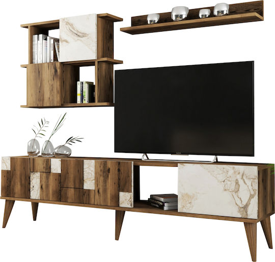 Животно помещение ТВ единица Walnut / White Д180xШ33.8xВ48.6бр