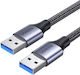 Ugreen USB 3.0 Cablu USB-A de sex masculin - USB-A de sex masculin Gri 2m 80791