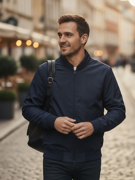 Men's Jacket Waterproof and Windproof Navy Blue