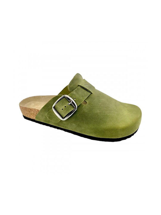 Comfort Way Shoes 122 Δερμάτινο Γυναικείο Σαμπό Πράσινο