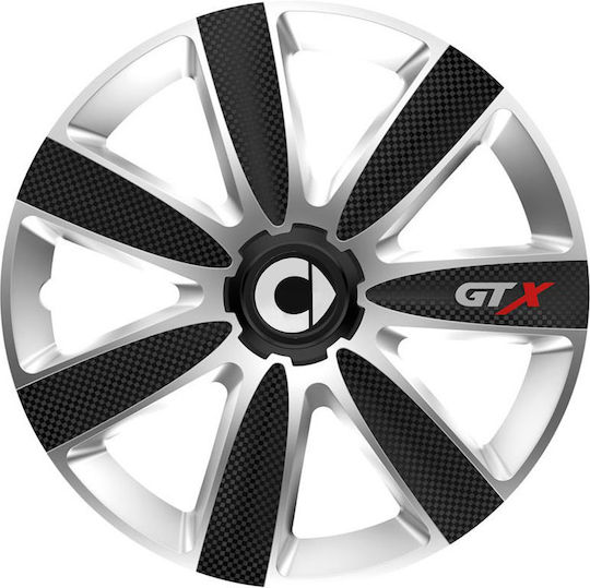 Versaco Set Capace De Roți Auto Gtx Carbon Compatibilitate Inteligent 4 Bucăți 15 Negru/Argintiu