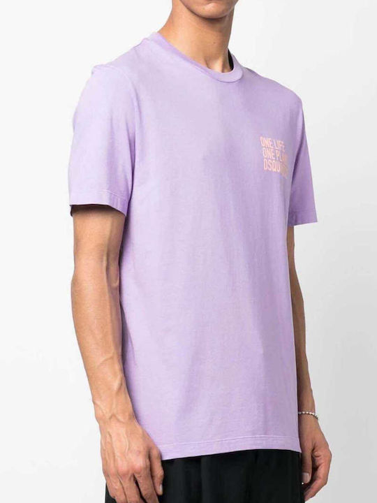 Dsquared2 Ανδρικό T-shirt Lavender Purple με Στάμπα
