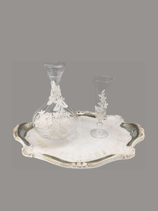 La Vista Wedding Carafe Set with Wine Glass Crystal / Plastic White 2pcs