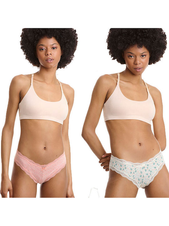Walk Bamboo Damen Brasilien 2Pack mit Spitze Pi...