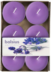 Bolsius Lumânări mici Maxi cu Aromă de Lavanda în Culoare Violet (până la 8 Ore de Ardere ) 6buc