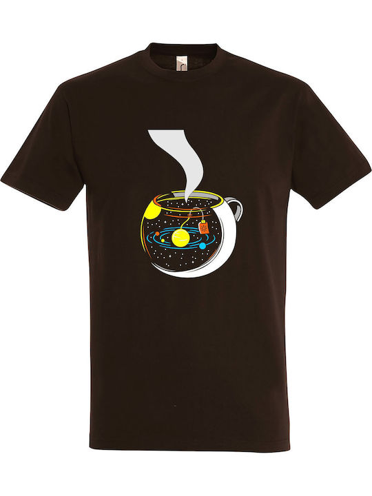 Tricou unisex "Space tea" ciocolată