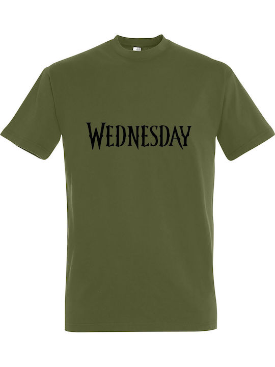 T-shirt Unisex " Wednesday Addams Schriftzug " Light Army