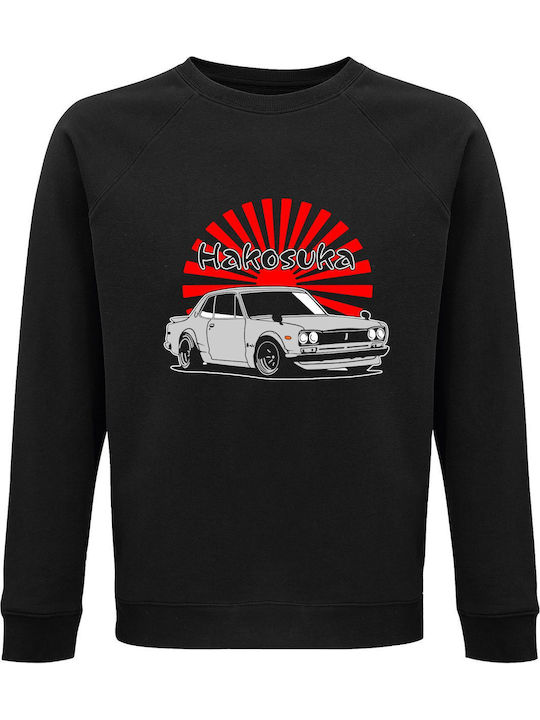 Sweatshirt Unisex Bio "Hakosuka Nissan Japan Sonnenflagge" Schwarz