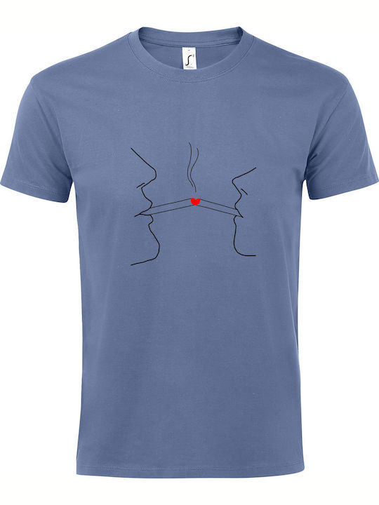 Tricou Unisex "Smoking Love" Albastru