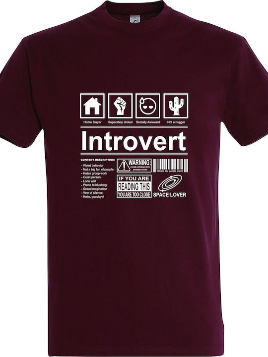 T-shirt Unisex " Introvert Meaning " Burgundy