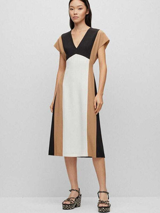 Debrany Summer Midi Dress Short Sleeve Black