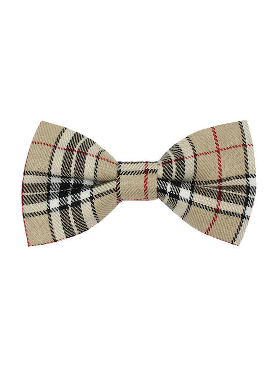 Handmade Men's Bow Tie Beige Plaid Scotland