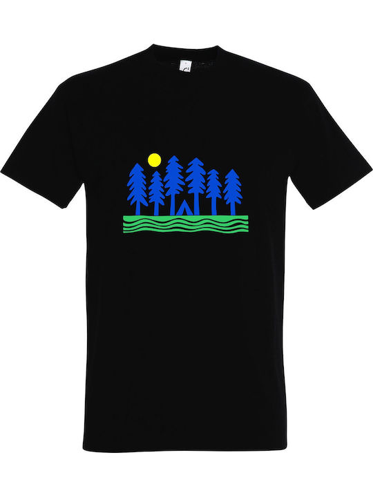 T-Shirt Unisex "Outdoor Camp Lover Design" Schwarz