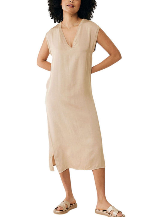 Sommer Midi Damenkleid Beige