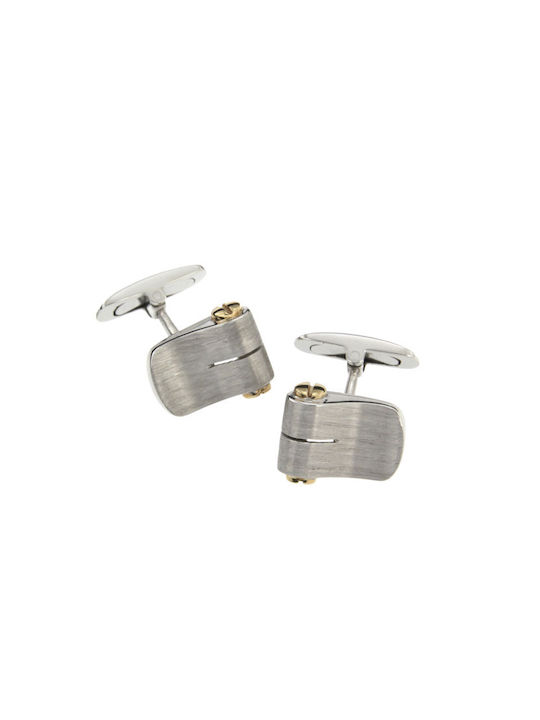 Cufflinks in Gold & White Gold 18K Matt & Shiny with gold screws