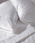 Kentia Cotton Satin Set of 4pcs Bridal Sheets Super Double Karenina White 270x240cm