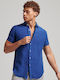 Superdry Men's Shirt Short Sleeve Linen Blue
